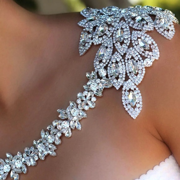 Bridal Crystal rhinestone shoulder necklace chain - Picture 5 of 6